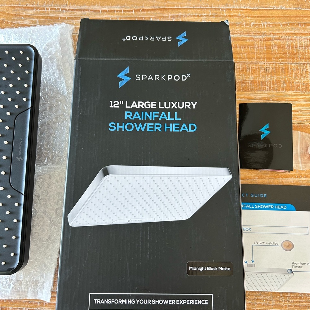 Midnight Black Matte Rainfall Shower Head